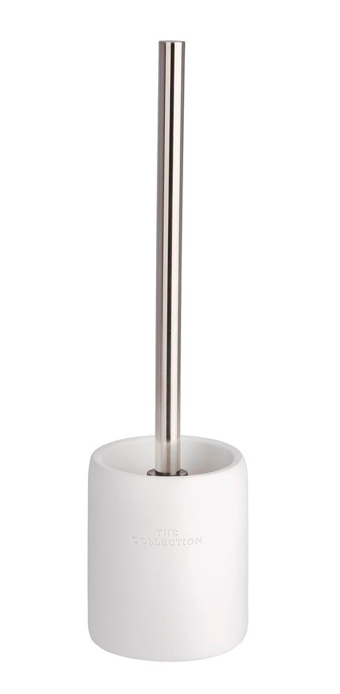 Toalettbørste med holder hvit polyresin The Collection forfra