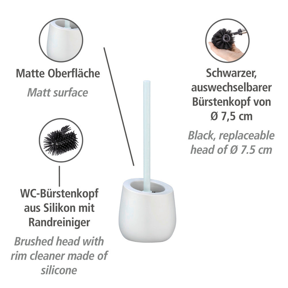 Toalettbørste med holder keramikk hvit matt - WENKO bakside