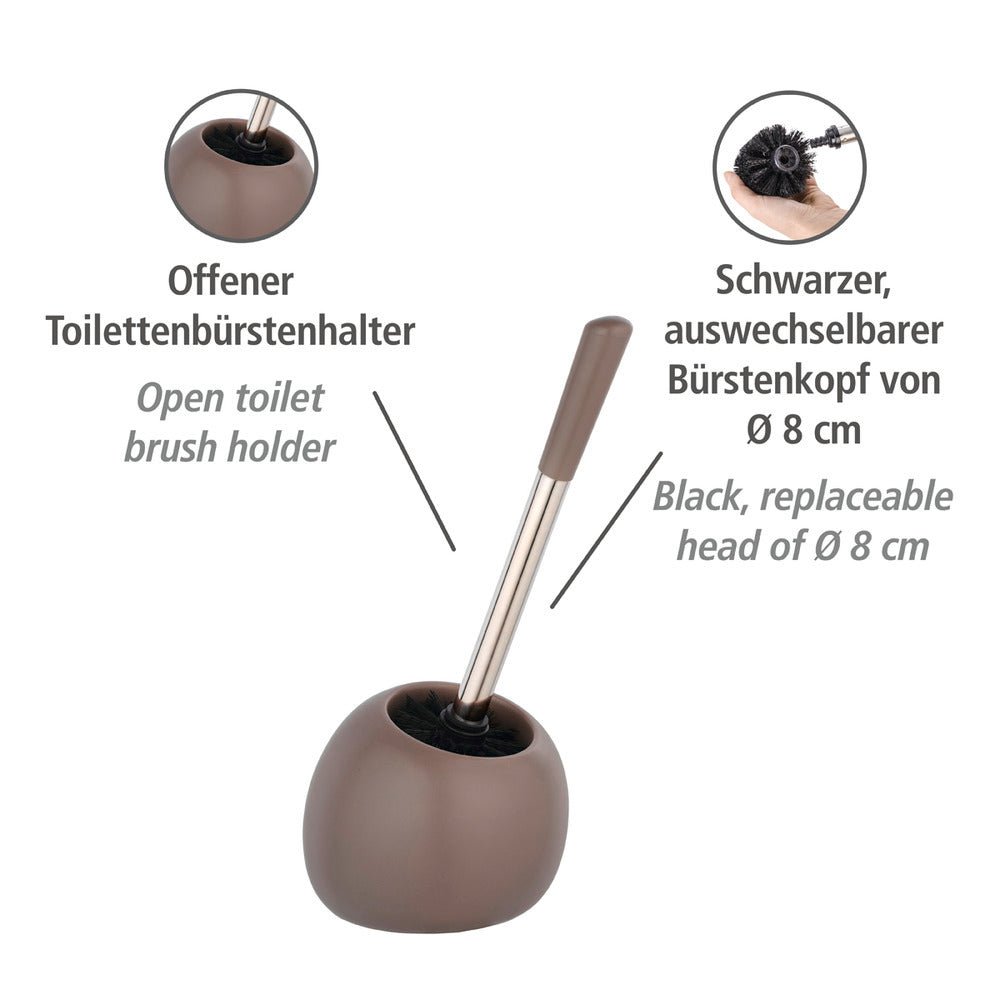 Toalettbørste med holder keramikk taupe matt bakside