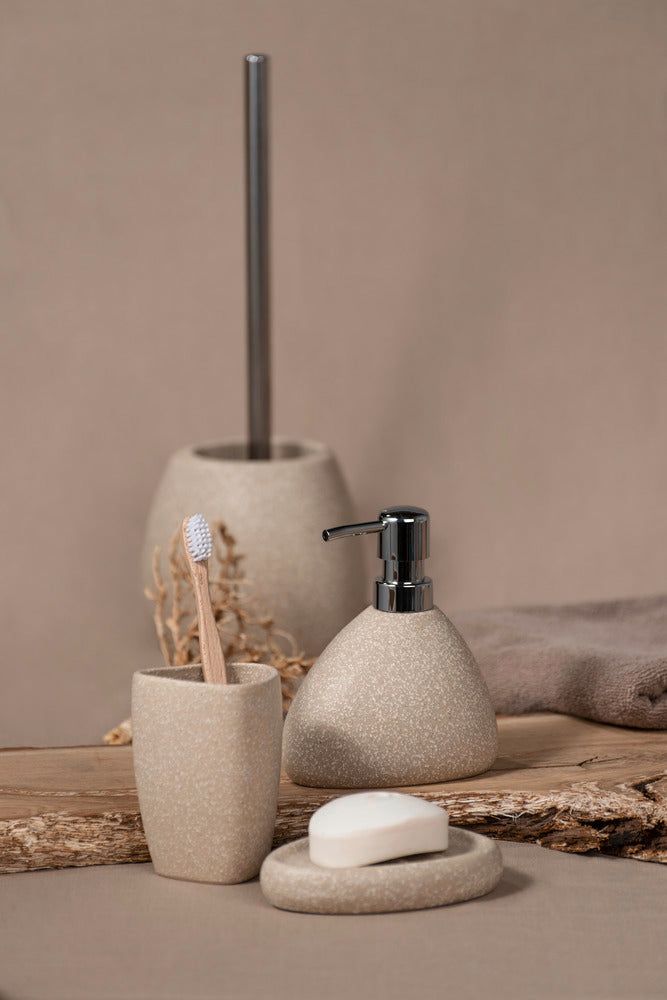 Bakside toalettbørste med holder Pion keramikk beige WENKO