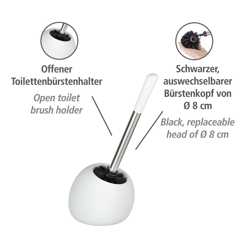 Toalettbørste med holder Polaris hvit matt keramikk bakside