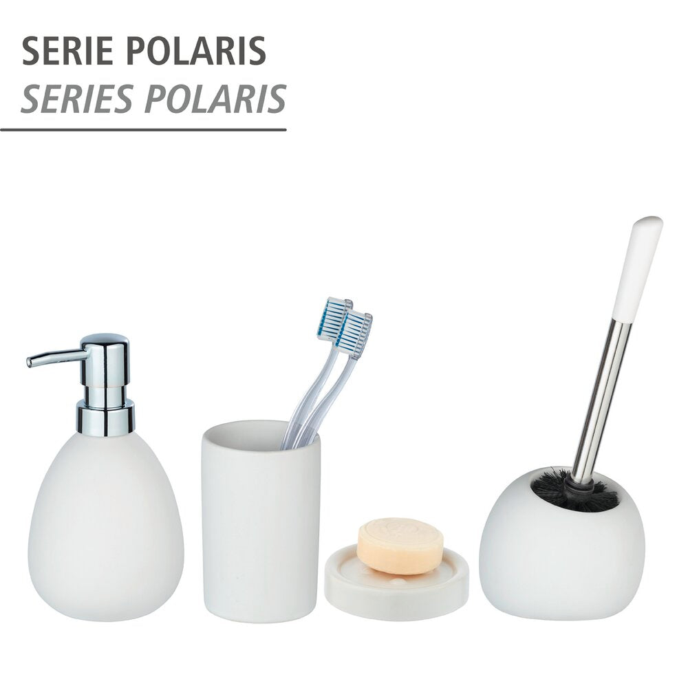 Nærbilde av keramikkfinish på Toalettbørste med holder Polaris hvit matt keramikk