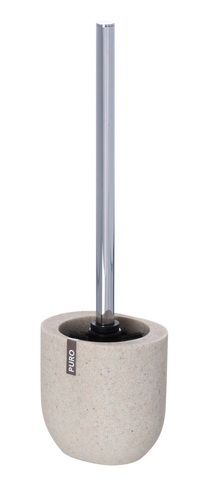 Toalettbørste med holder Puro naturfarget polyresin ovalt design