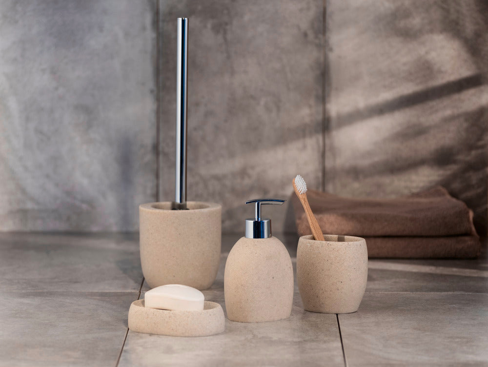 Toalettbørste med holder Puro naturfarget polyresin beige farge