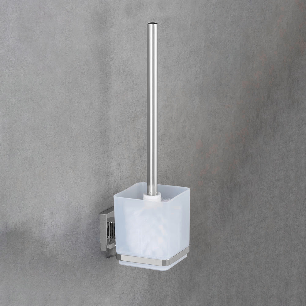 Toalettbørste med holder rustfritt stål Quadro uten boring sideprofil