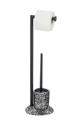 Toalettbørste med rulleholder Terrazzo polyresin sort/hvit - Wenko forfra