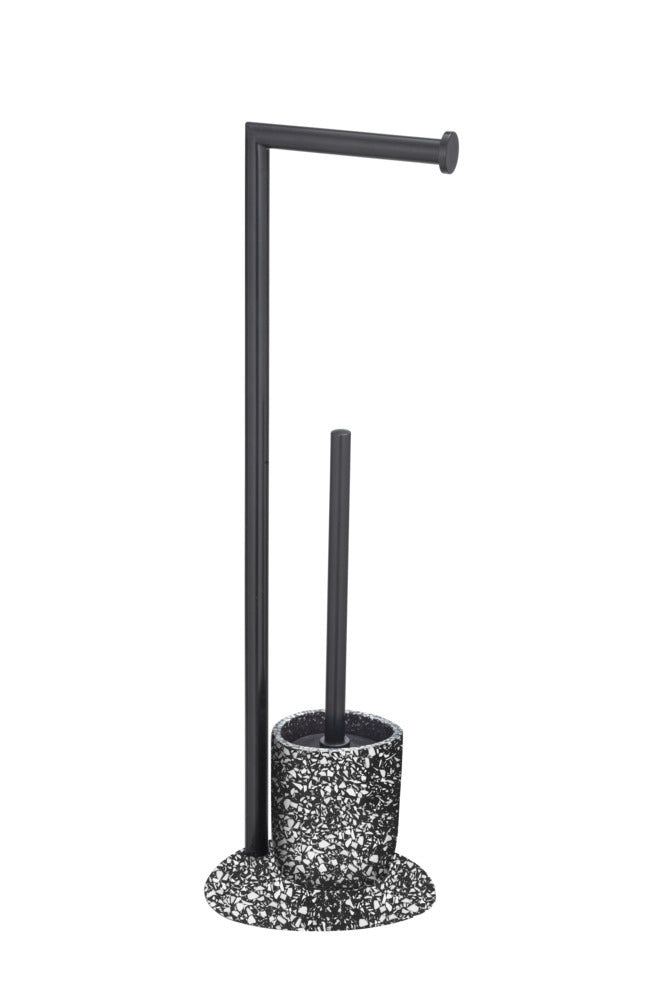 Toalettbørste med rulleholder Terrazzo polyresin sort/hvit - Wenko bakside