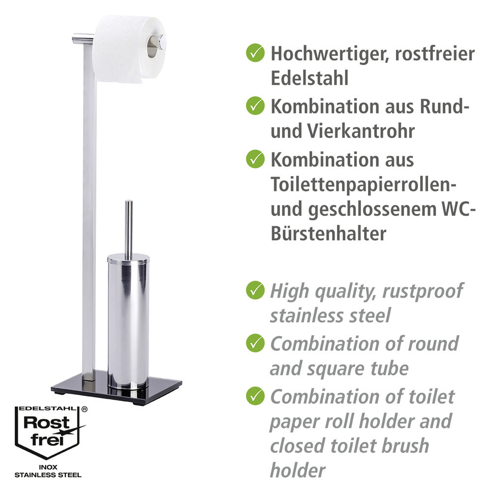 Toalettbørste med toalettpapirholder Lava rustfritt stål blank bakside