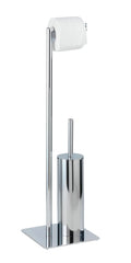 Toalettbørste med toalettpapirholder Recco krom metall forfra
