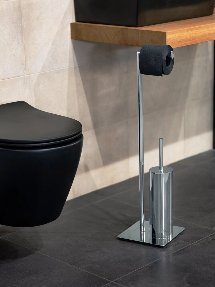 Oversiktsbilde av Toalettbørste med toalettpapirholder Recco krom metall