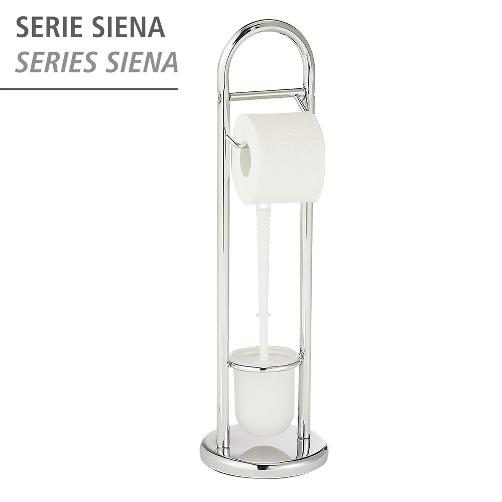 Toalettbørste med toalettpapirholder Siena krom stål bakside