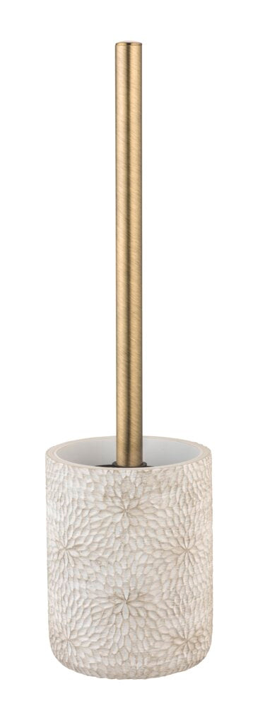 Toalettbørste med holder Montalfano hvit blomstermønster polyresin bakside