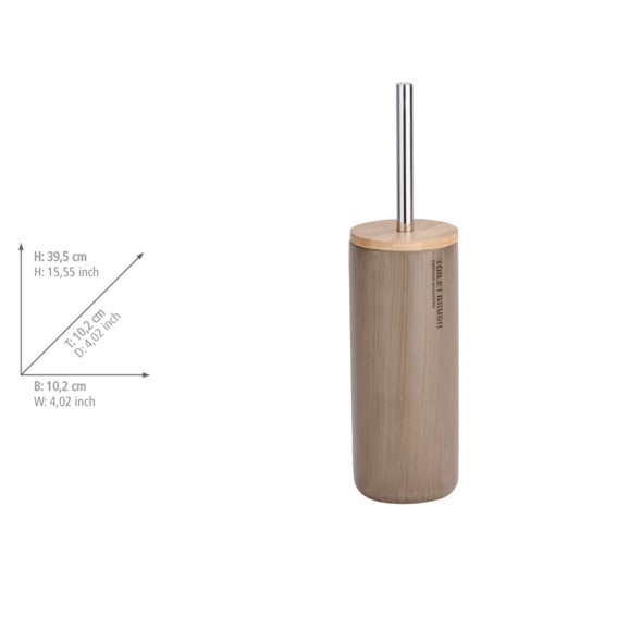 Toalettbørste med holder Palo taupe polyresin og bambus detalj