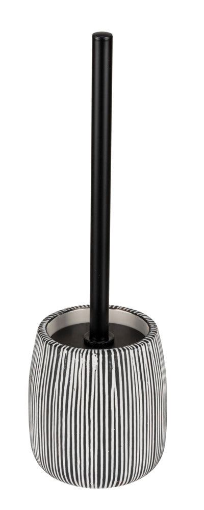 Toalettbørste med holder Pascoli hvit/svart keramikk Ø12x38 cm forfra