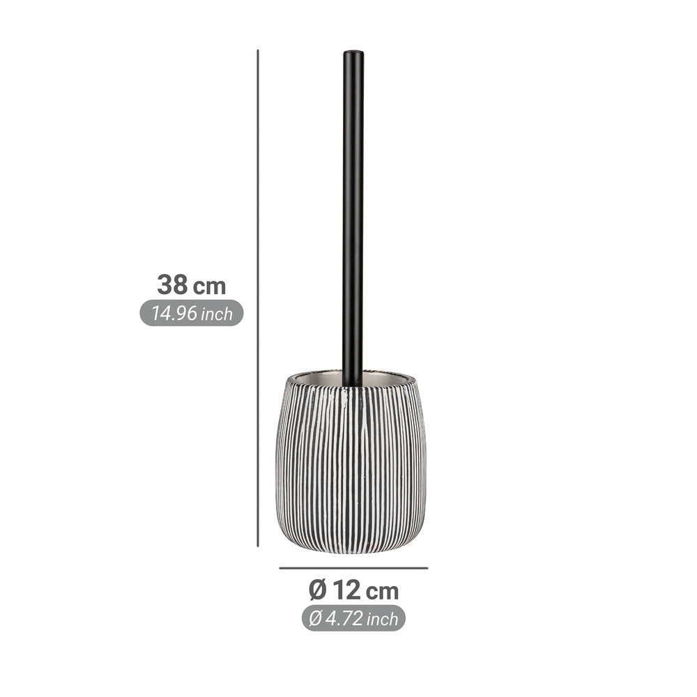Montert Toalettbørste med holder Pascoli hvit/svart keramikk Ø12x38 cm