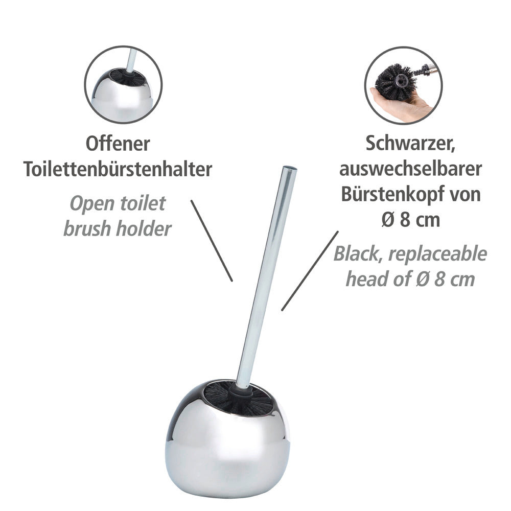 Toalettbørste med holder Polaris Chrome keramikk forkrommet - Wenko bakside