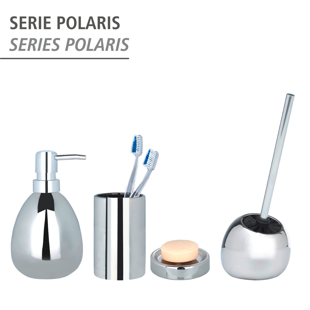 Nærbilde av børstehode på Toalettbørste med holder Polaris Chrome keramikk forkrommet - Wenko