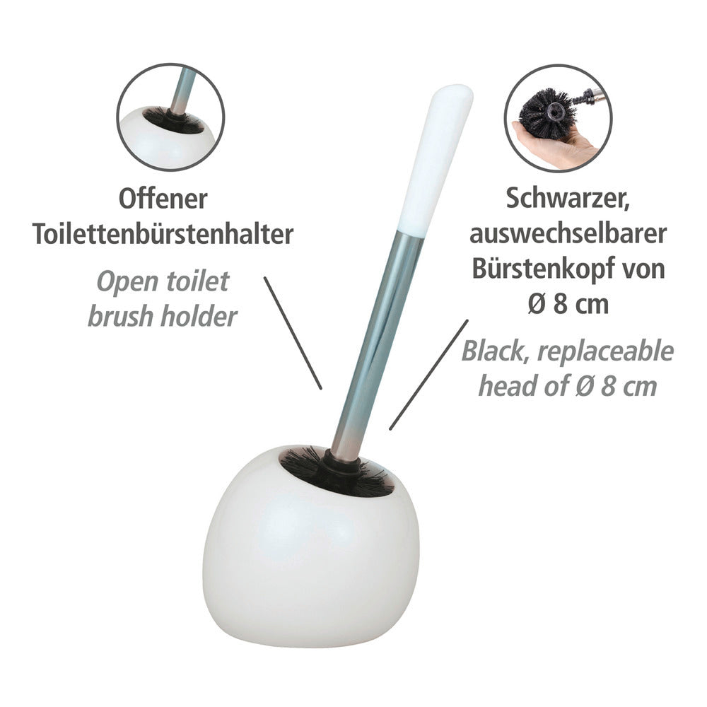 Toalettbørste med holder Polaris White keramikk hvit bakside