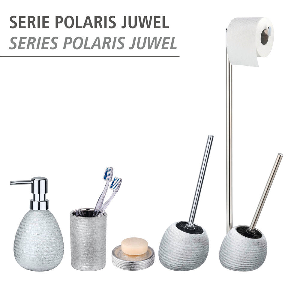 Nærbilde av keramisk holder til Toalettbørste Polaris Juwel sølv