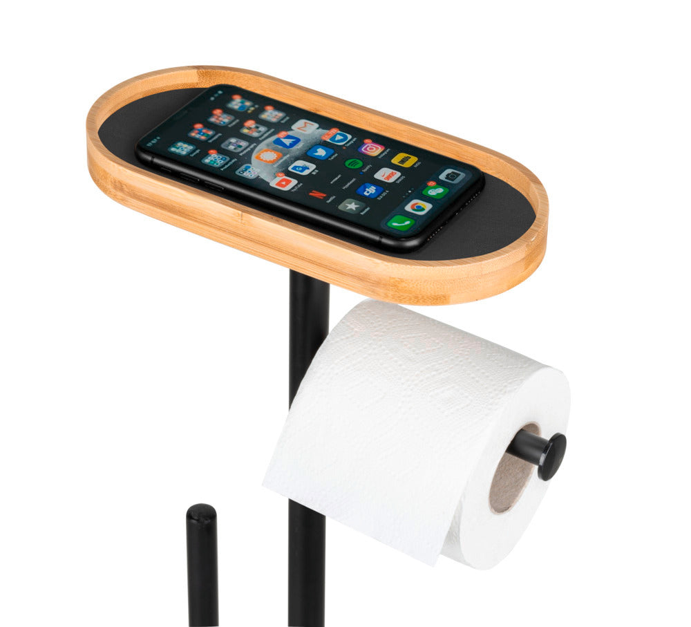 Toalettbørste med holder Pomarolo bambus/svart bakside