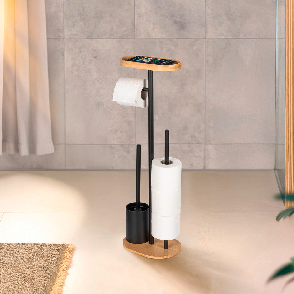 Detalj av toalettbørste med holder Pomarolo bambus/svart