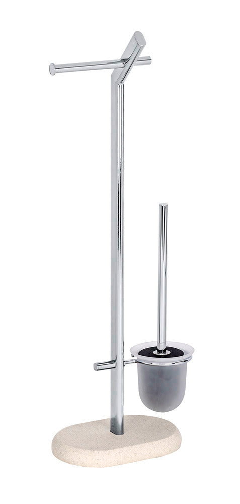 Toalettbørste med holder gulvstående Puro sandsteinlook metall med sandsteinlook sokkel