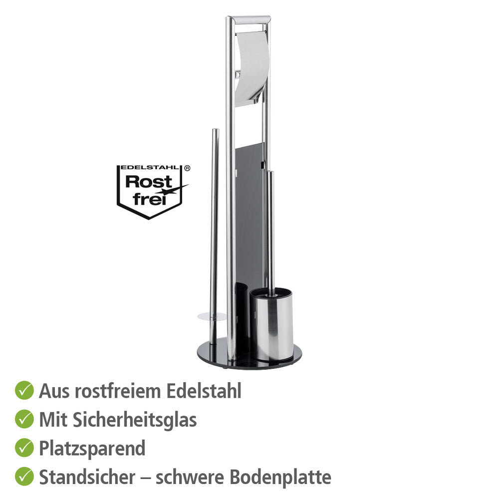 Glansfull overflate på toalettbørste med håndkleholder Ravina 3-i-1 rustfritt stål