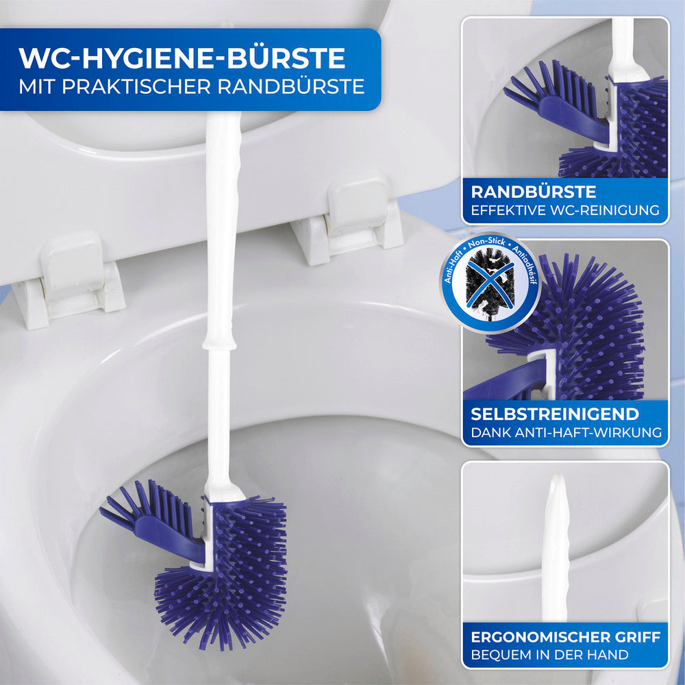 Detalj av toalettbørste med holder 2-delt sett anti-heft lilla plast - Maximex
