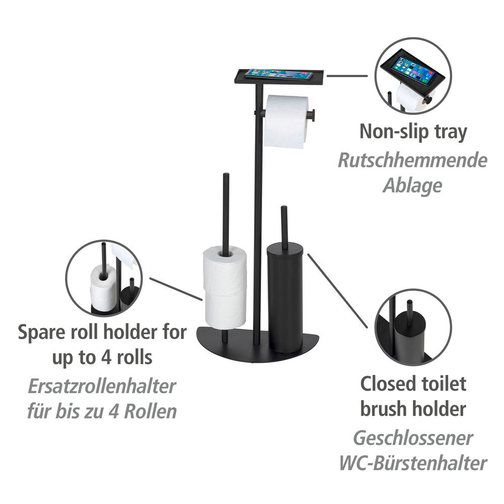Toalettbørsteholder Cosenza Neo svart 4-i-1 metall bakside