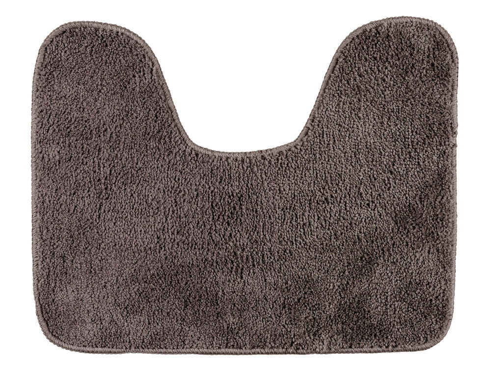 Toalettmatte med utskjæring taupe 40 x 50 cm mikrofiber sett forfra