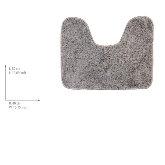 Bakside av toalettmatte med utskjæring grå 40 x 50 cm mikrofiber - Wenko