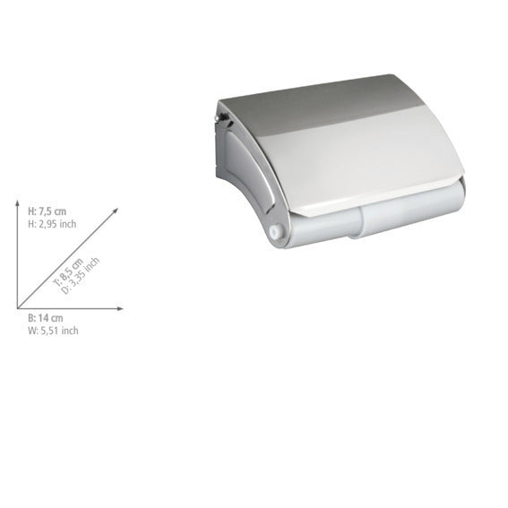 Toalettpapirholder Basic med lokk rustfritt stål blank med toalettpapir