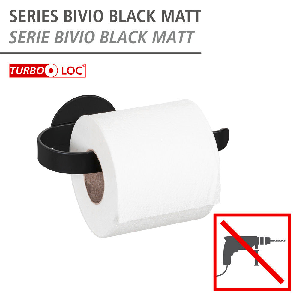 Toalettpapirholder Bivio svart matt aluminium Turbo-Loc® bakside
