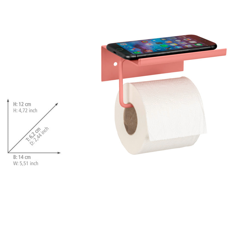 Produktdetalj av Toalettpapirholder Desulo Coral med hylle metall rød hylle