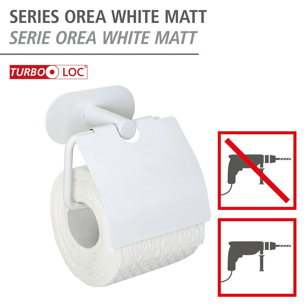 Toalettpapirholder med lokk hvit matt Turbo-Loc® Orea - WENKO bakside