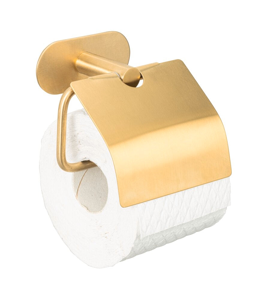 Toalettpapirholder med lokk Orea gull matt Turbo-Loc® forfra