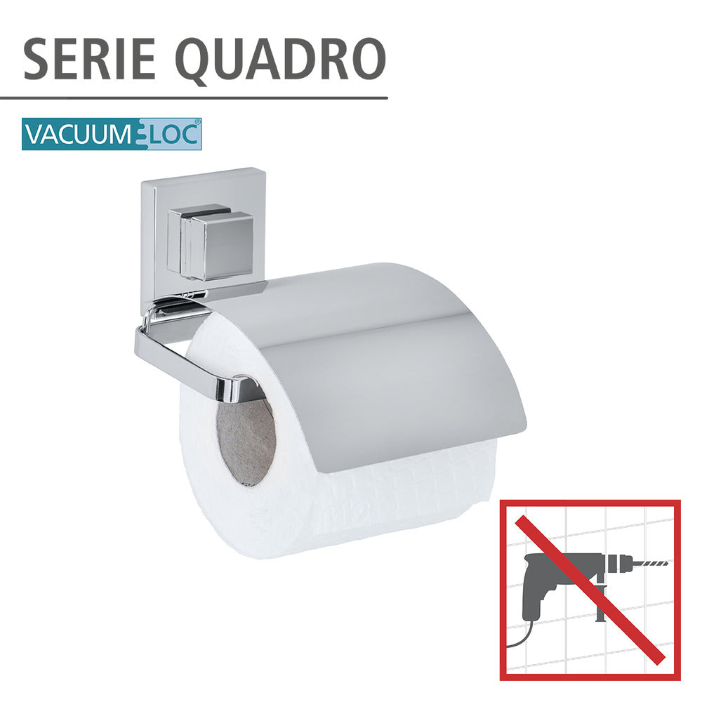 Toalettpapirholder med deksel rustfritt stål Vacuum-Loc Quadro bakside
