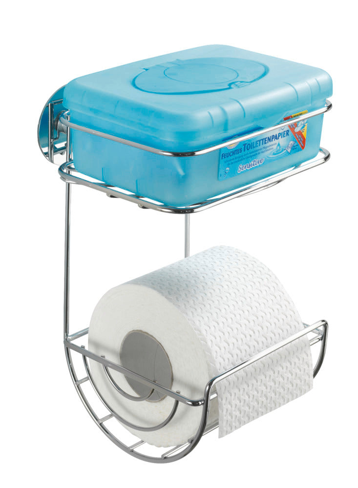 Toalettpapirholder med hylle Turbo-Loc® metall uten boring forfra