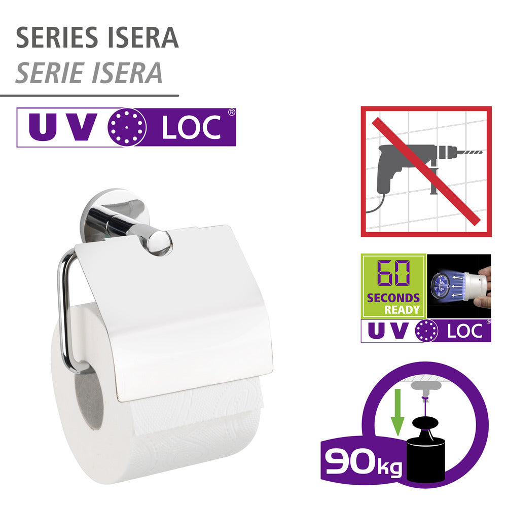 Detalj av Toalettpapirholder med lokk Isera rustfritt stål UV-Loc®