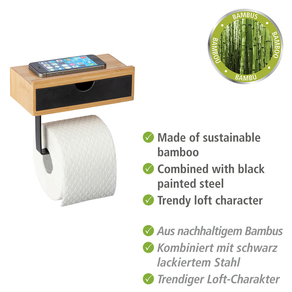 Detalj av Toalettpapirholder med skuff Bambusa bambus - Wenko