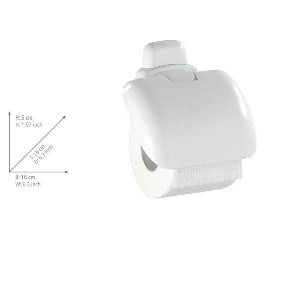 Toalettpapirholder Pure hvit med lokk inkl. festemateriell bakside