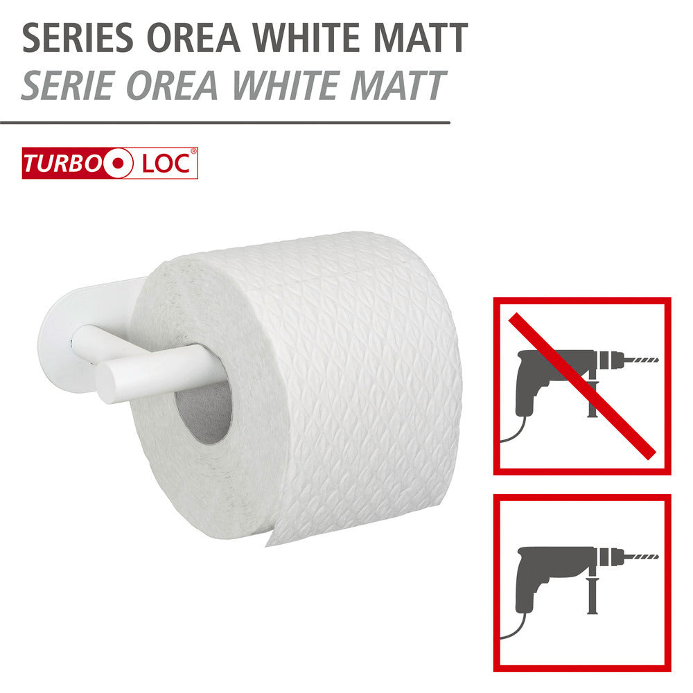 Toalettpapirholder Turbo-Loc® Orea hvit matt rustfritt stål bakside