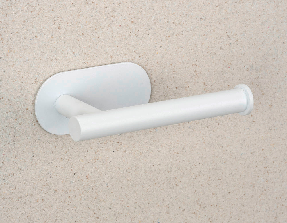 Sidevisning av Turbo-Loc® Orea toalettpapirholder hvit matt rustfritt stål