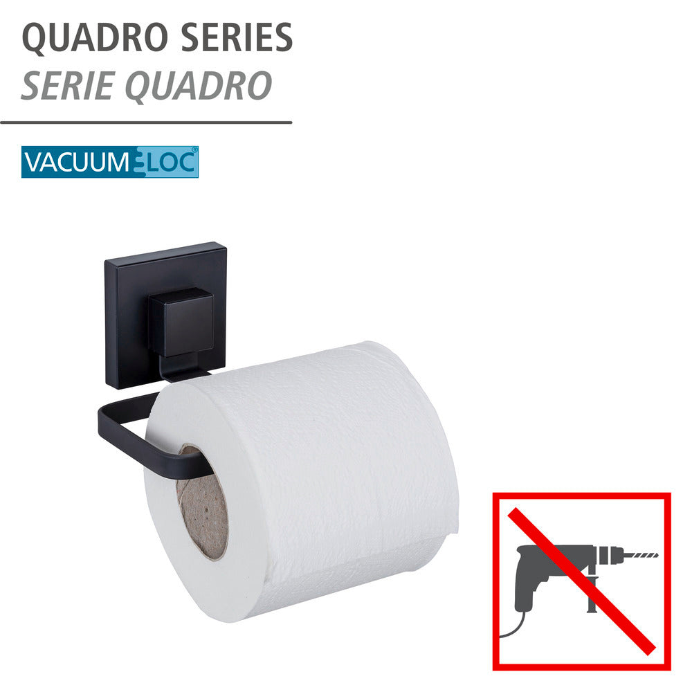 Toalettpapirholderder Quadro svart rustfritt stål uten boring bakside