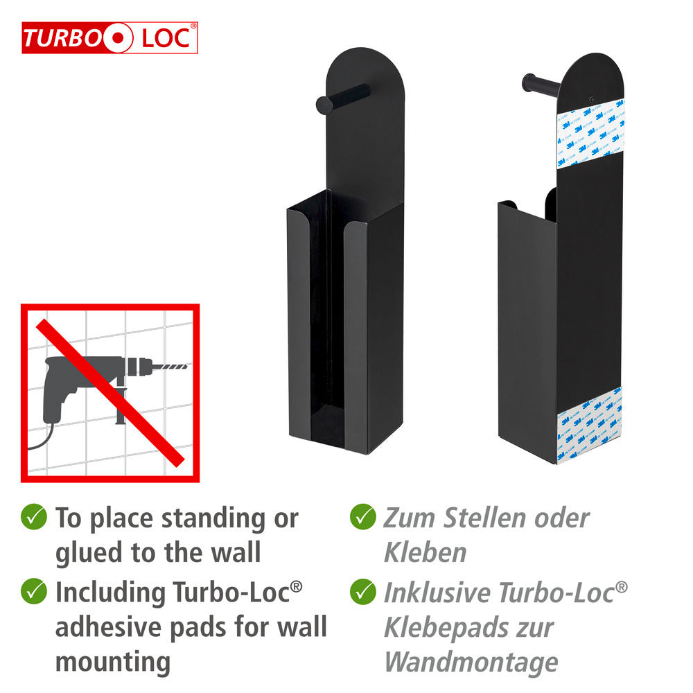 Detalj av Toalettpapirholdermed reserverullholder Agira svart 2-i-1