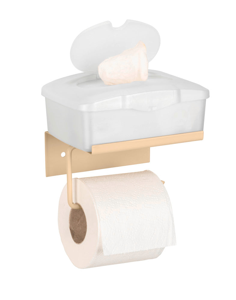 Toalettrullholder med hylle beige metall Desulo - Wenko bakside
