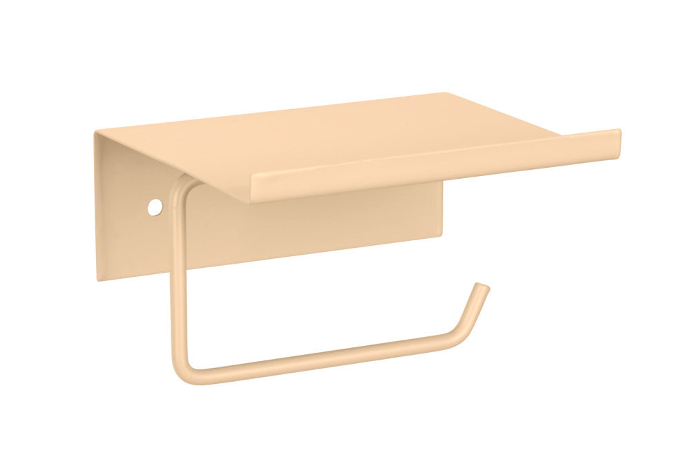 Detalj av toalettrullholder med hylle beige metall Desulo - Wenko