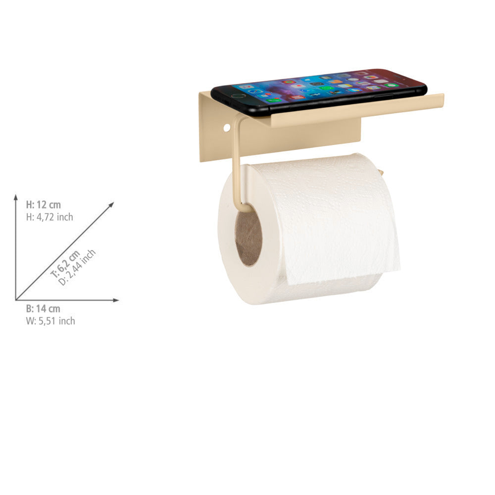 Toalettrullholder med hylle beige metall Desulo - Wenko produktbilde