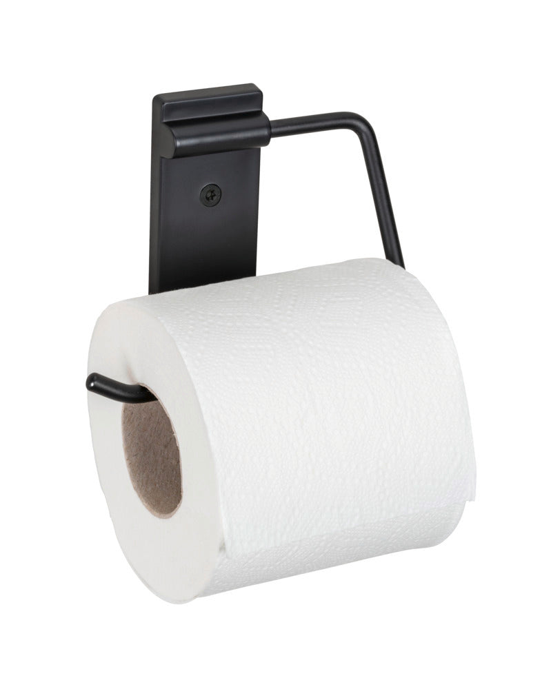 Toalettrullholder rustfritt stål svart Basic Black - Wenko forfra