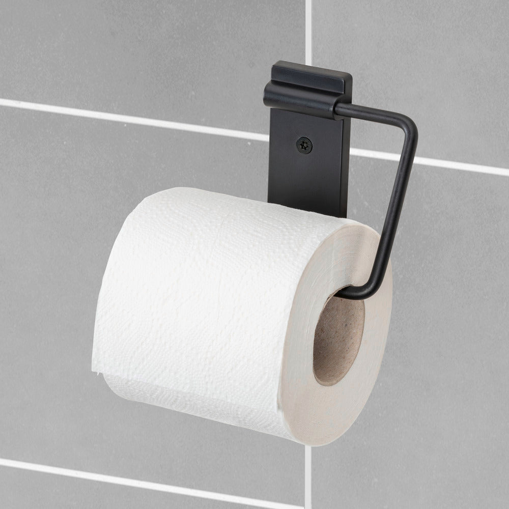 Montert Toalettrullholder rustfritt stål svart Basic Black - Wenko på bad